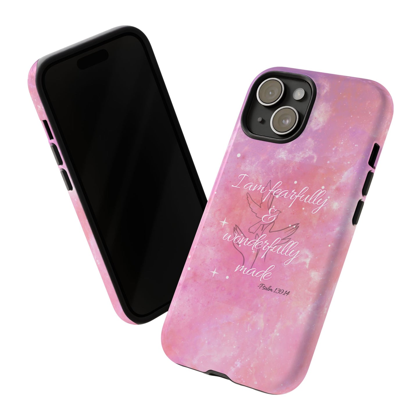Durable iPhone & Android Phone Case - Pink Galaxy Bible Verse Cellphone Protection
