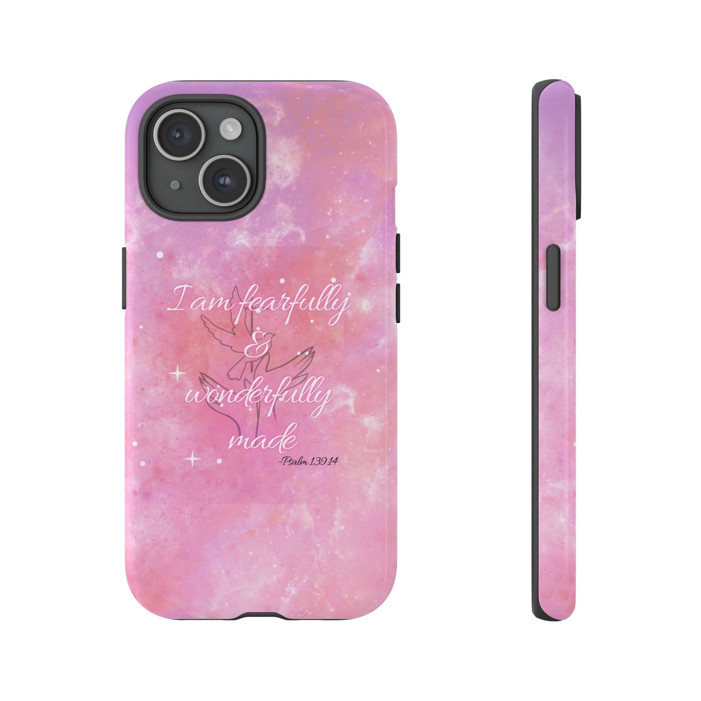 Durable iPhone & Android Phone Case - Pink Galaxy Bible Verse Cellphone Protection