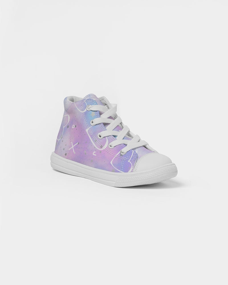 Pink Hearts - Heart Print - Kids Hightop Shoes - Kid Collective