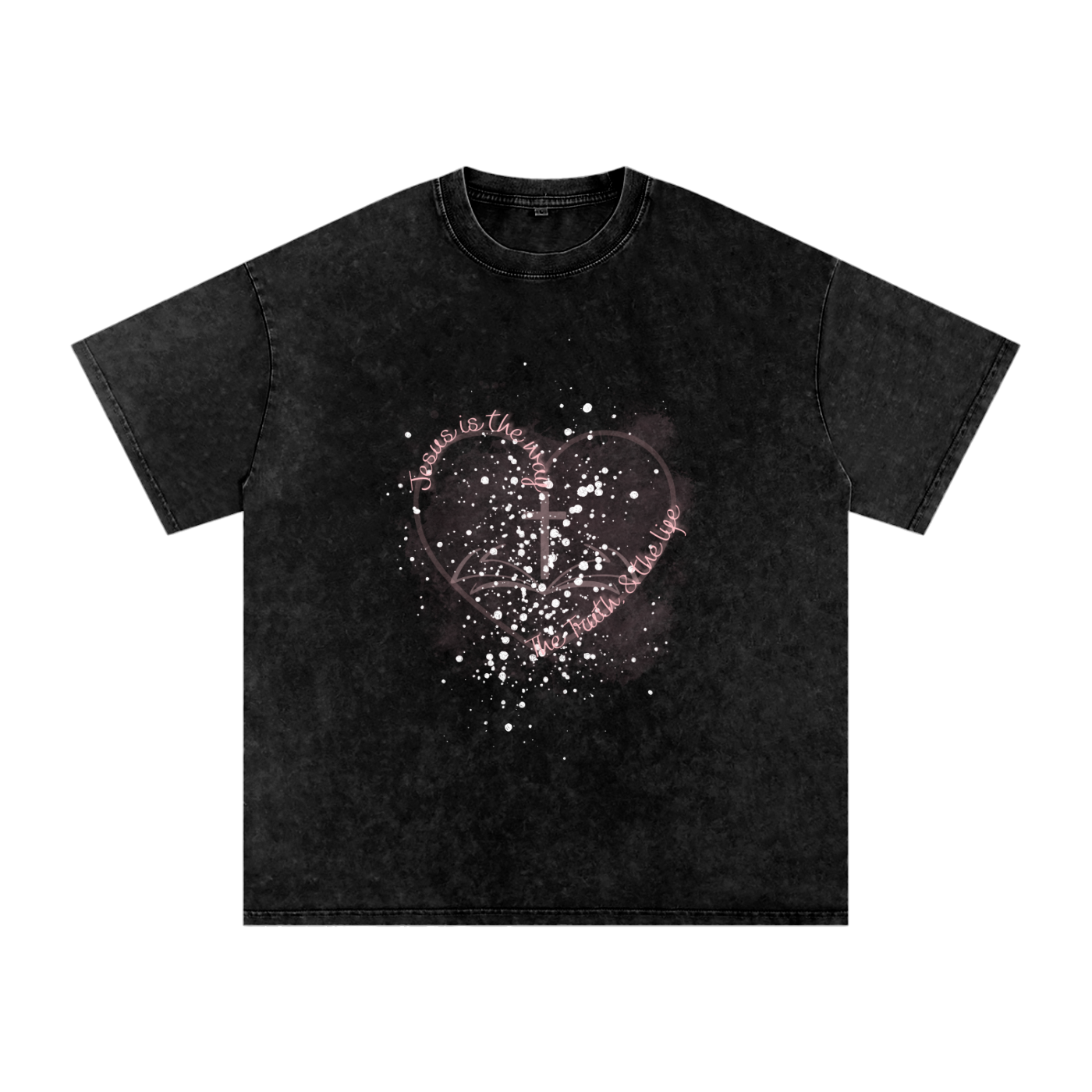 Oversized T-Shirt,Faith Based Apparel,Unisex,John 14:6,100% Cotton,Comfortable Fit,Loose Fit,Moderate Thickness,Snow Washed,Casual