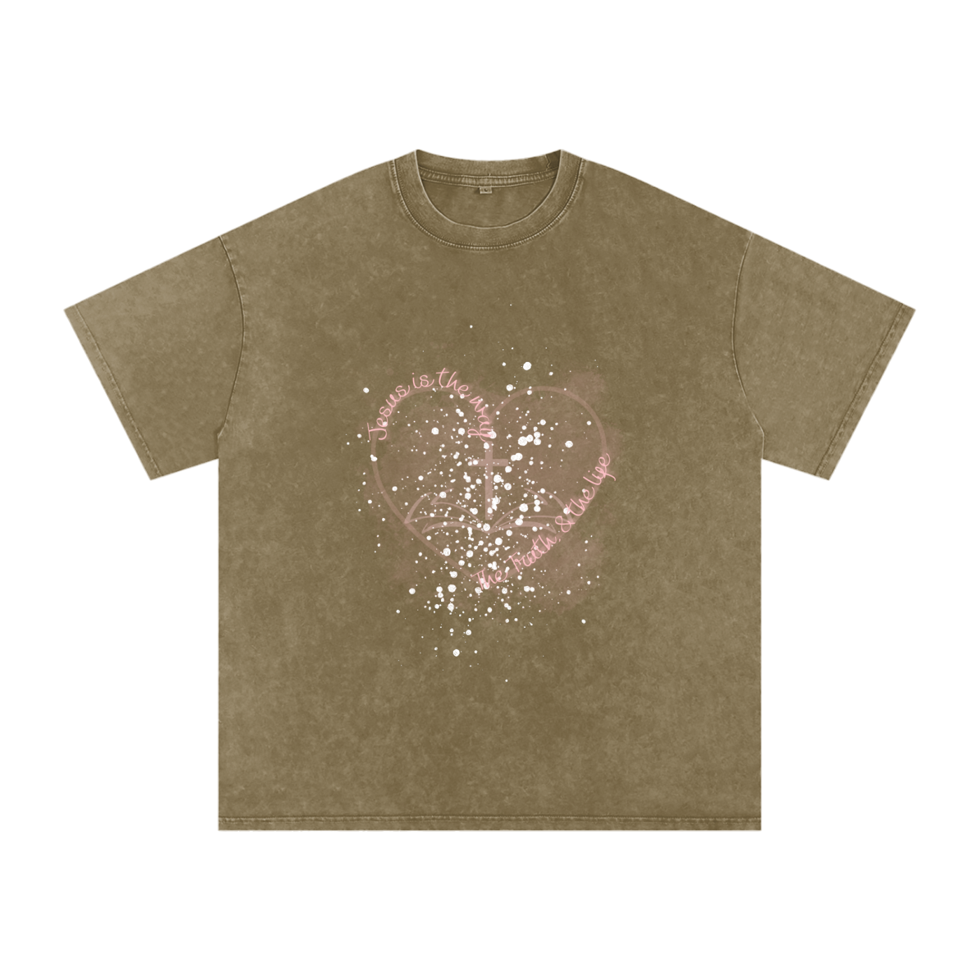 Oversized T-Shirt,Faith Based Apparel,Unisex,John 14:6,100% Cotton,Comfortable Fit,Loose Fit,Moderate Thickness,Snow Washed,Casual