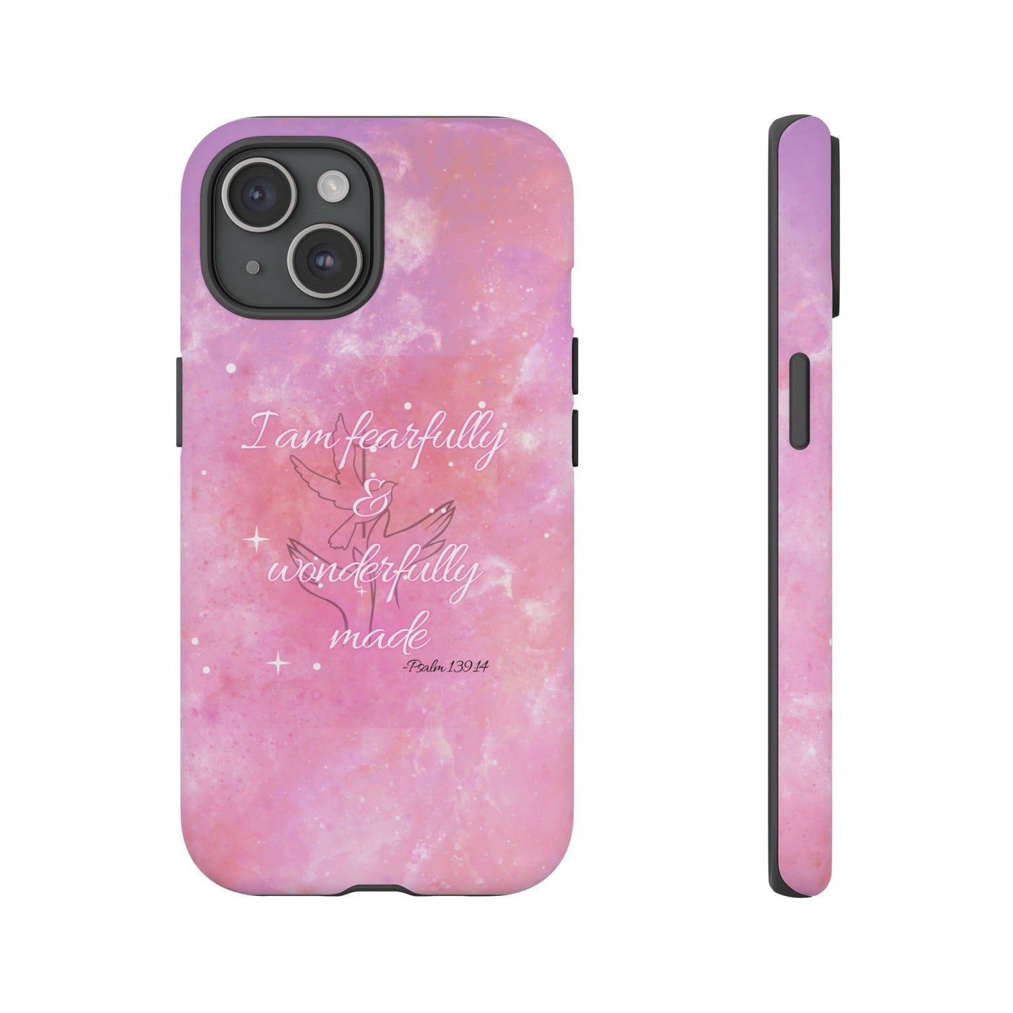 Durable iPhone & Android Phone Case - Pink Galaxy Bible Verse Cellphone Protection