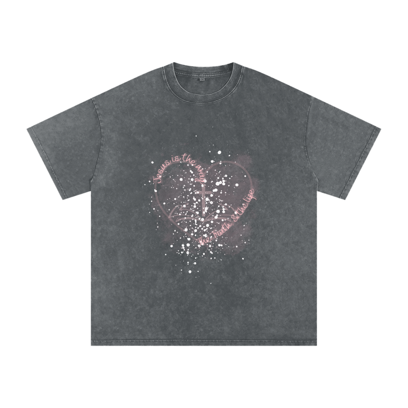 Oversized T-Shirt,Faith Based Apparel,Unisex,John 14:6,100% Cotton,Comfortable Fit,Loose Fit,Moderate Thickness,Snow Washed,Casual