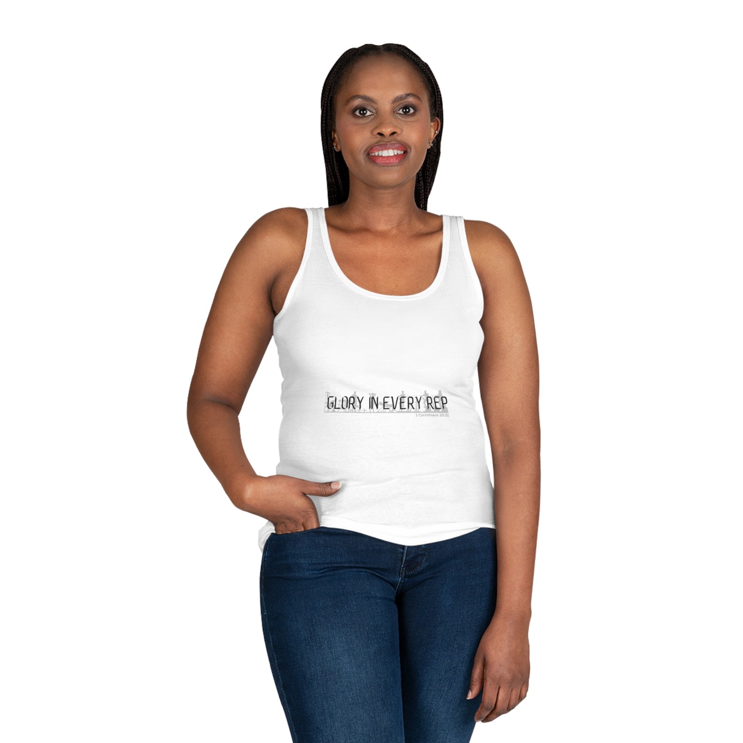 Active LIfestyle Fit - Faith Based Apparel - Motivational Women's Workout Tank Top - "Glory in Every Rep"