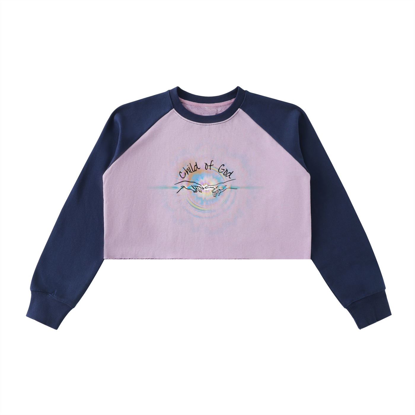 Womens' Crop Sweatshirt,Faith Based Apparel,Child of God,Block Raglan Crop,Cotton Blend,Daily Casual,Body-Con,Muti-Season,Raw-Hem,Graphic Desig