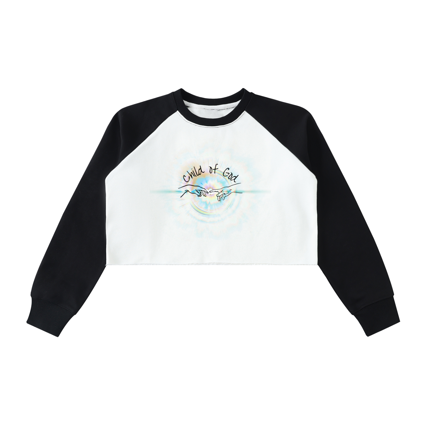 Womens' Crop Sweatshirt,Faith Based Apparel,Child of God,Block Raglan Crop,Cotton Blend,Daily Casual,Body-Con,Muti-Season,Raw-Hem,Graphic Desig
