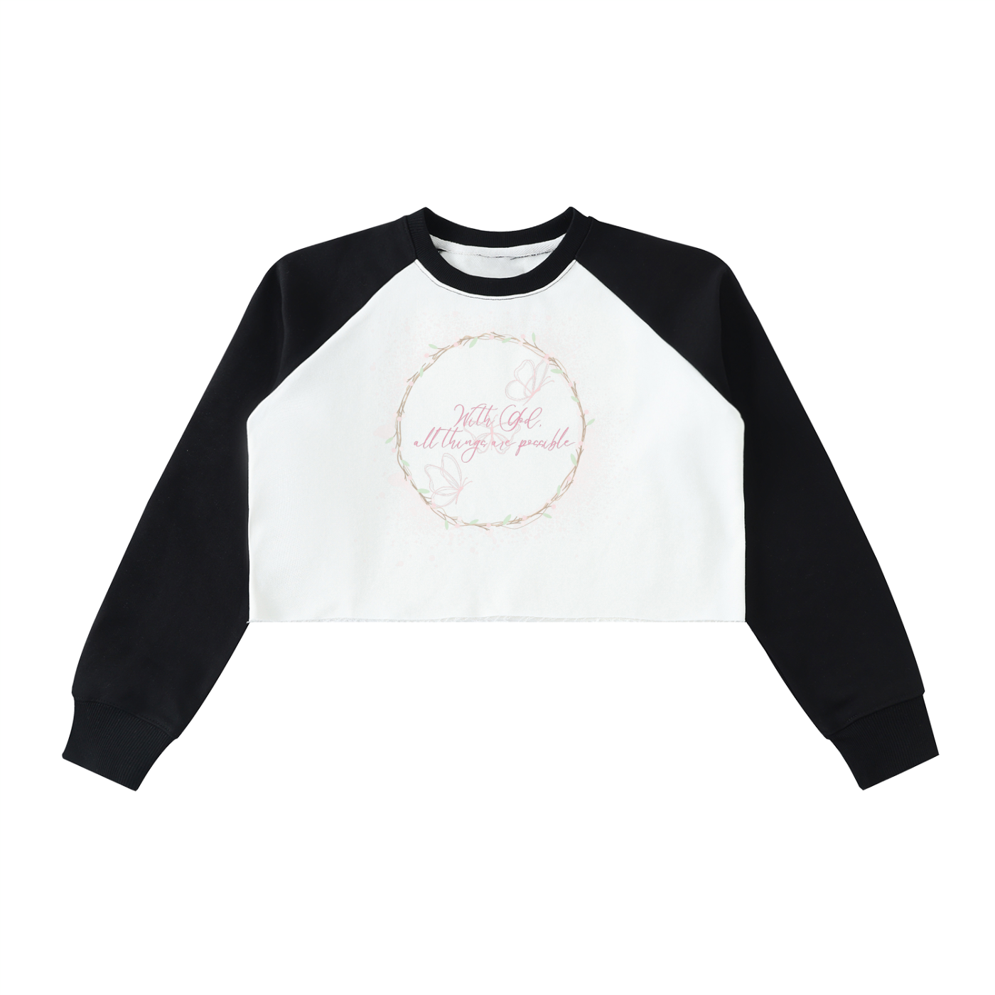 Women's Apparel,Faith Based Apparel,Crop Sweatshirt,Daily Casual,Multi-Season,Body-Con,Box Raglan Crop,Raw Hem,Blended Cotton,Basics