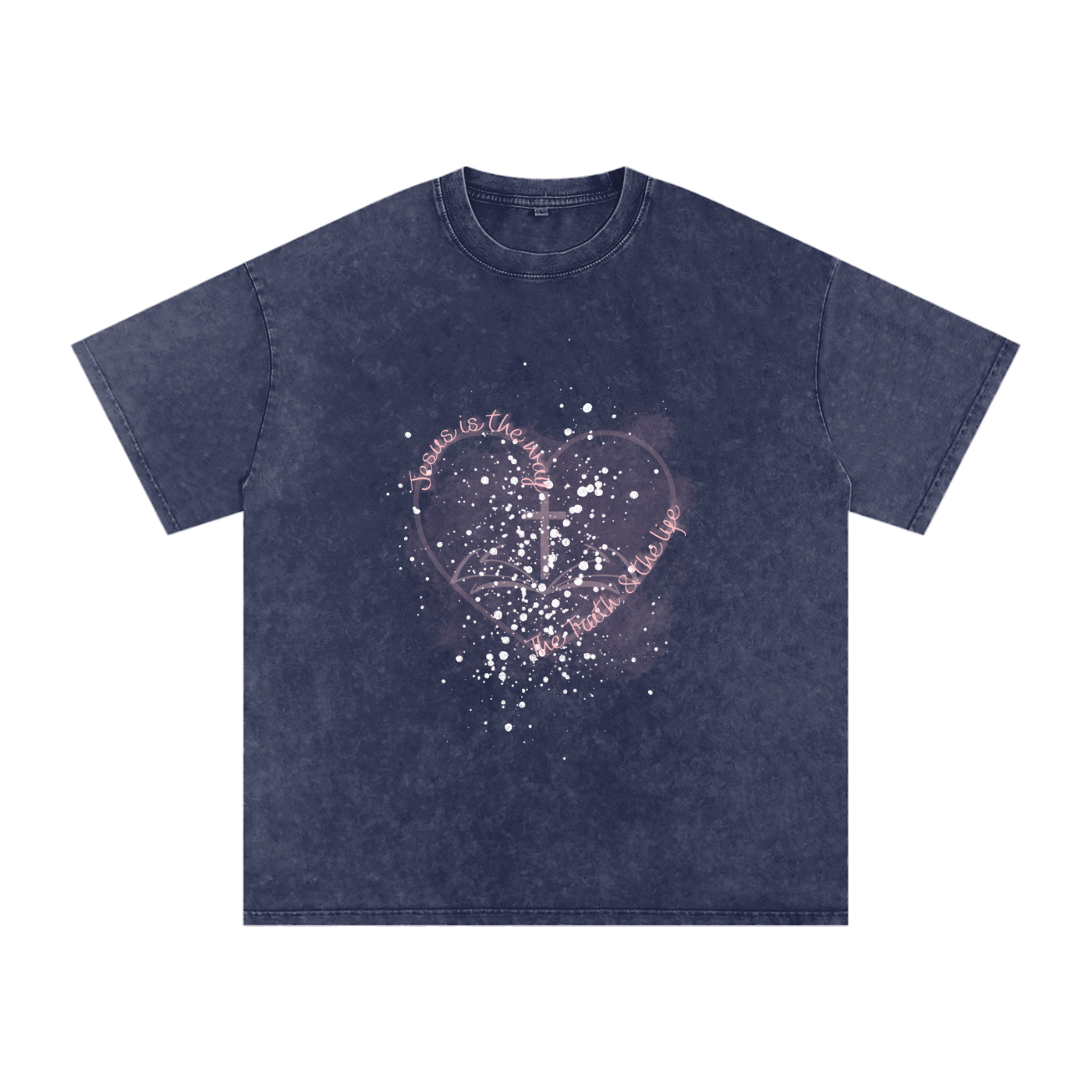 Oversized T-Shirt,Faith Based Apparel,Unisex,John 14:6,100% Cotton,Comfortable Fit,Loose Fit,Moderate Thickness,Snow Washed,Casual