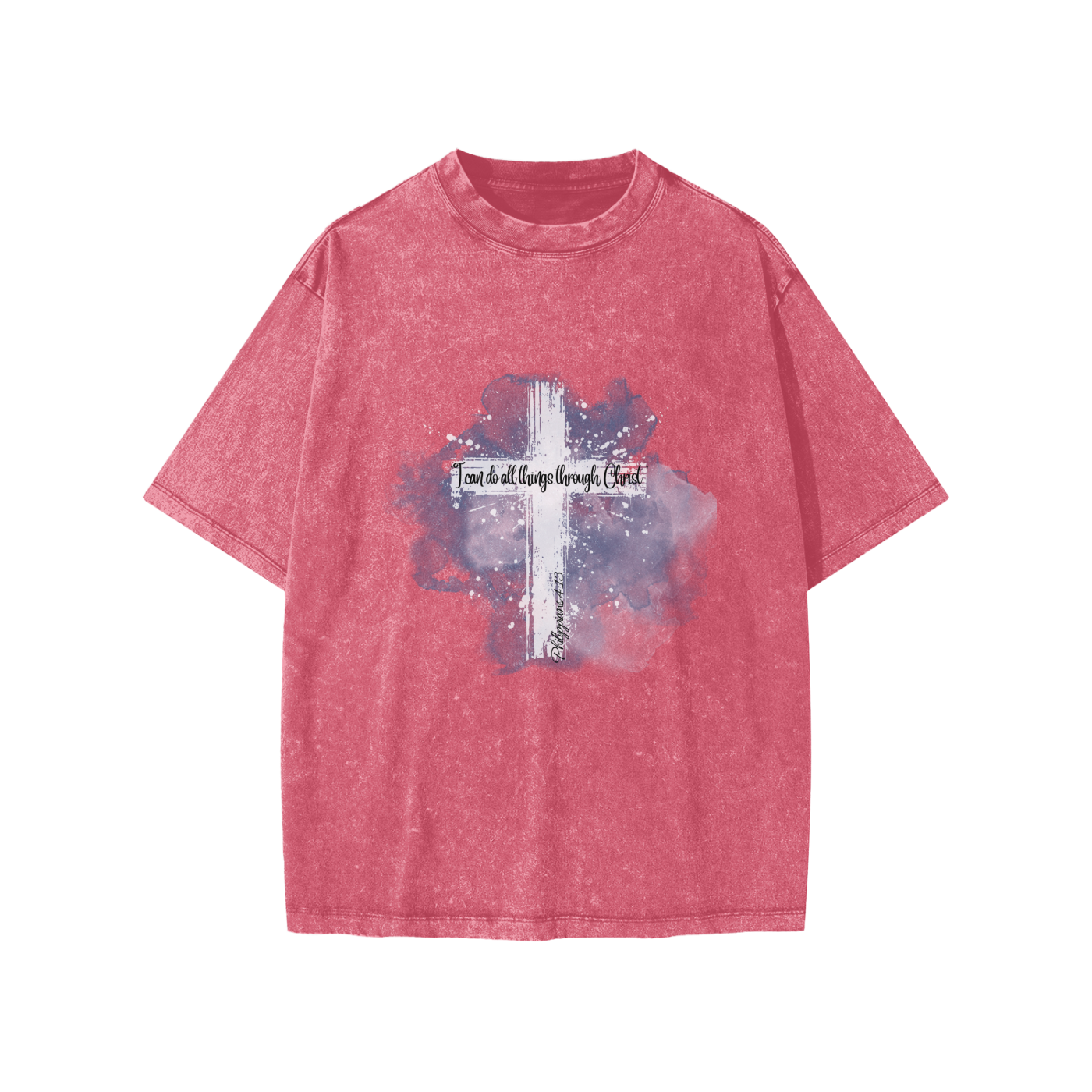 Faith Based Apparel,Childrens Essentials,School,Snow Washed T-Shirt,Daily Casual,Unisex,Philipians 4:13,Loose Fit,No Stretch,Moderate Thickness