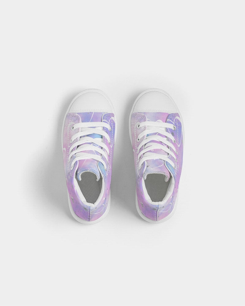 Pink Hearts - Heart Print - Kids Hightop Shoes - Kid Collective