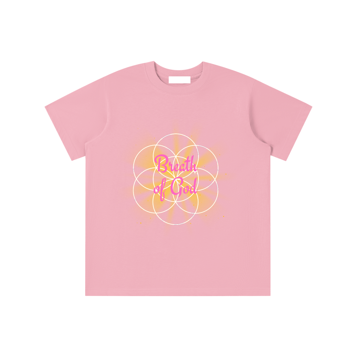 Kids Essential T-Shirt,Faith Based Apparel,Girls Apparel,Daily Casual,Graphic T-Shirt,Pure Cotton,Flower of Life,Loose Fit,Moderate Thickness,Basics