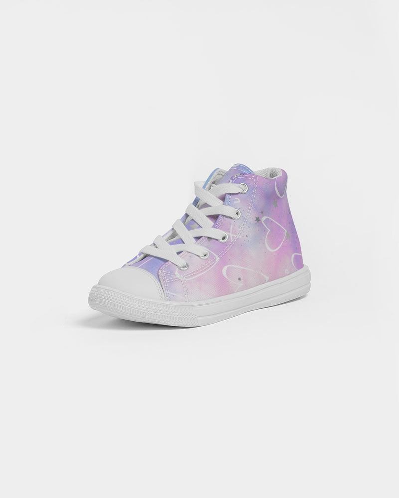 Pink Hearts - Heart Print - Kids Hightop Shoes - Kid Collective