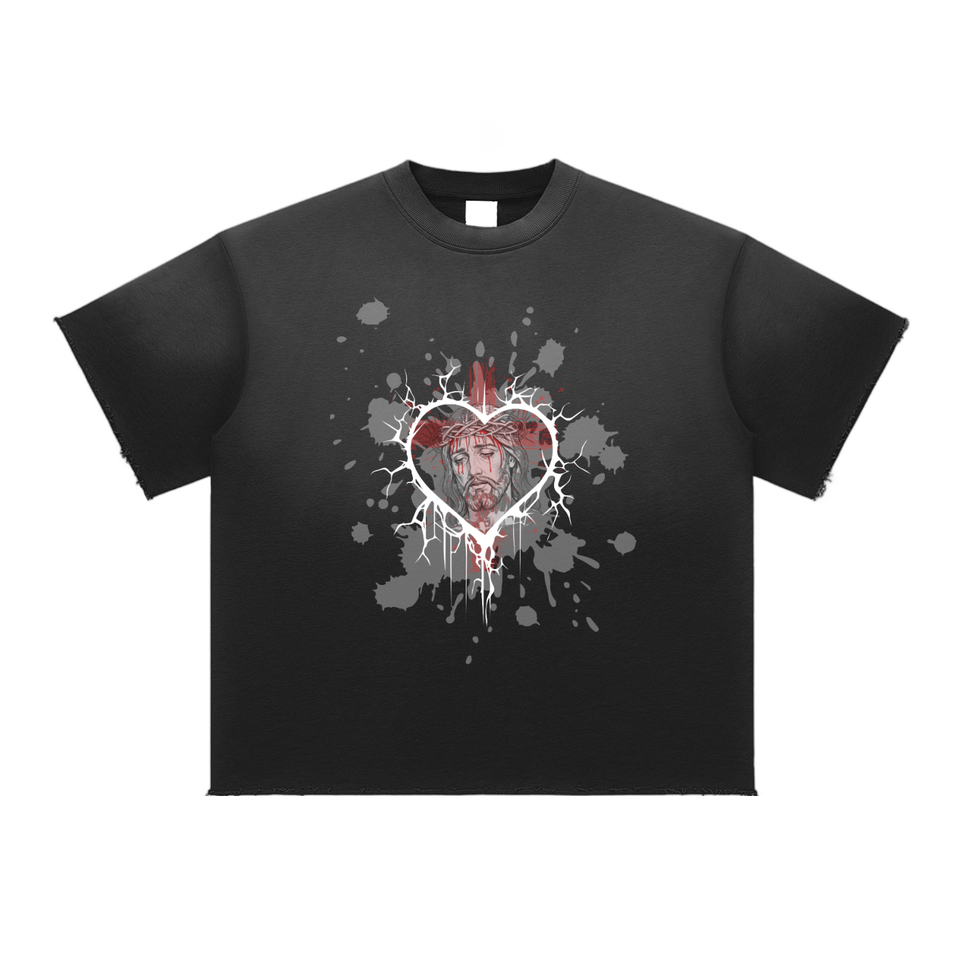 Faith Based Apparel,Unisex,Sun Fade Raw Edge Cut,Pure Cotton,Loose Fit,Moderate Thickness,Graphic T-Shirt,Jesus,Christmas,Holiday Season