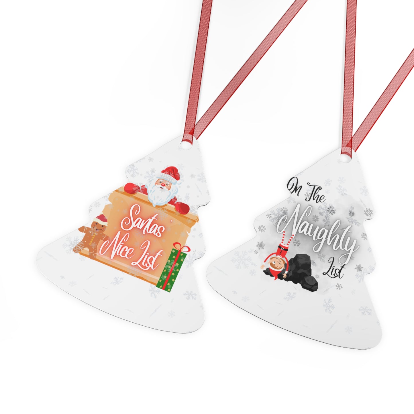 Naughty & Nice - Naughty Or Nice - Christmas Ornaments - Double Sided - Metal Ornaments