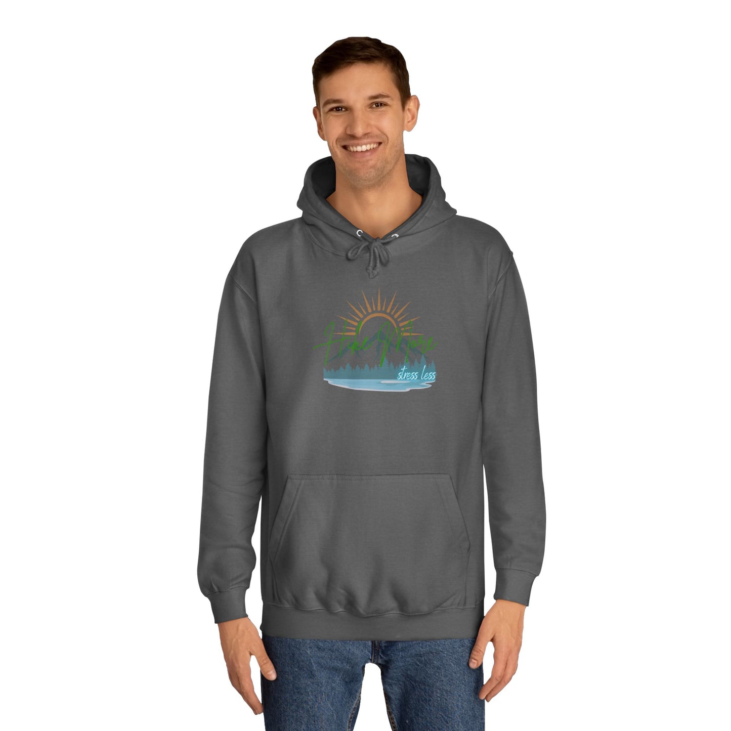 Hike More Stress Less - Slogan Sweatshirt - Women's Hoodie Pullover Sweatshirt - Her Collective