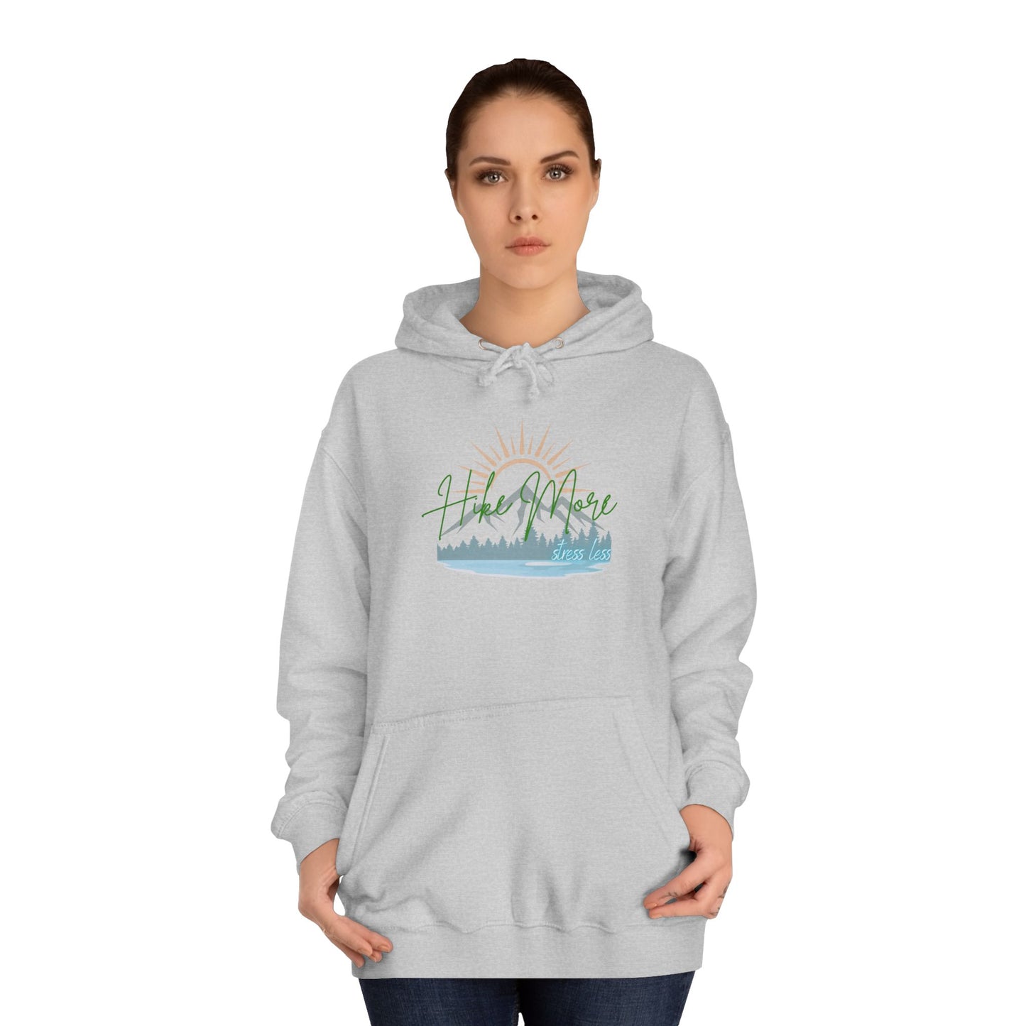 Hike More Stress Less - Slogan Sweatshirt - Women's Hoodie Pullover Sweatshirt - Her Collective