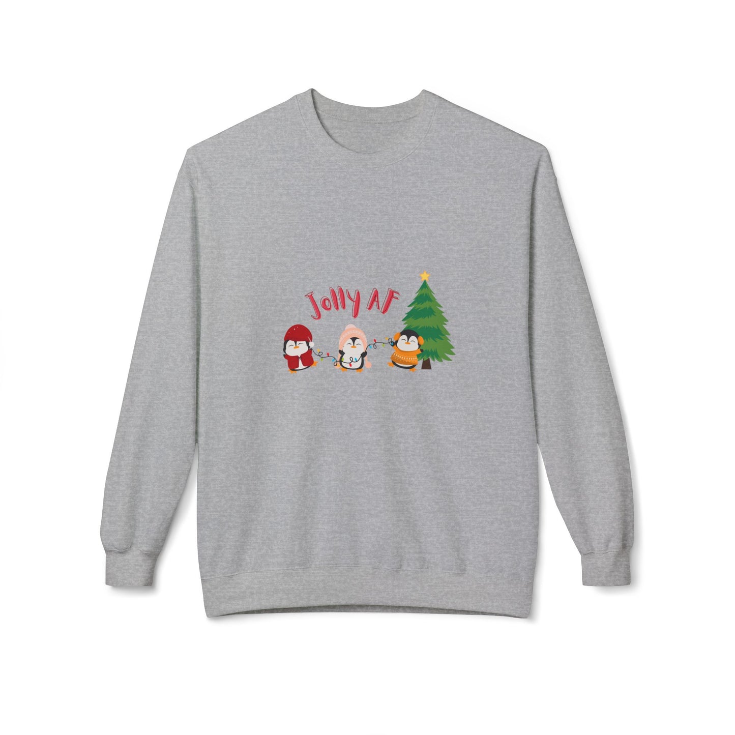 Jolly AF - Christmas Sweater - Fleece Crewneck Sweatshirt - Her Collective