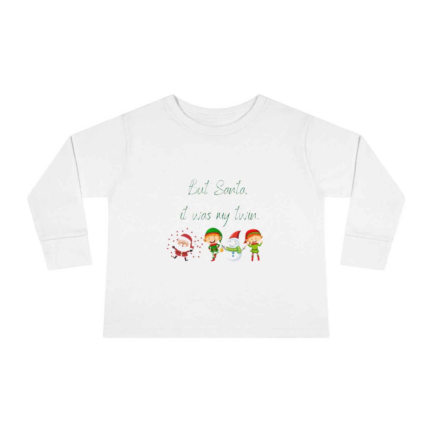 Toddler Long Sleeve Christmas Tee - But Santa It Was My Twin - Kid Collective - Holiday Collective - Christmas Collective