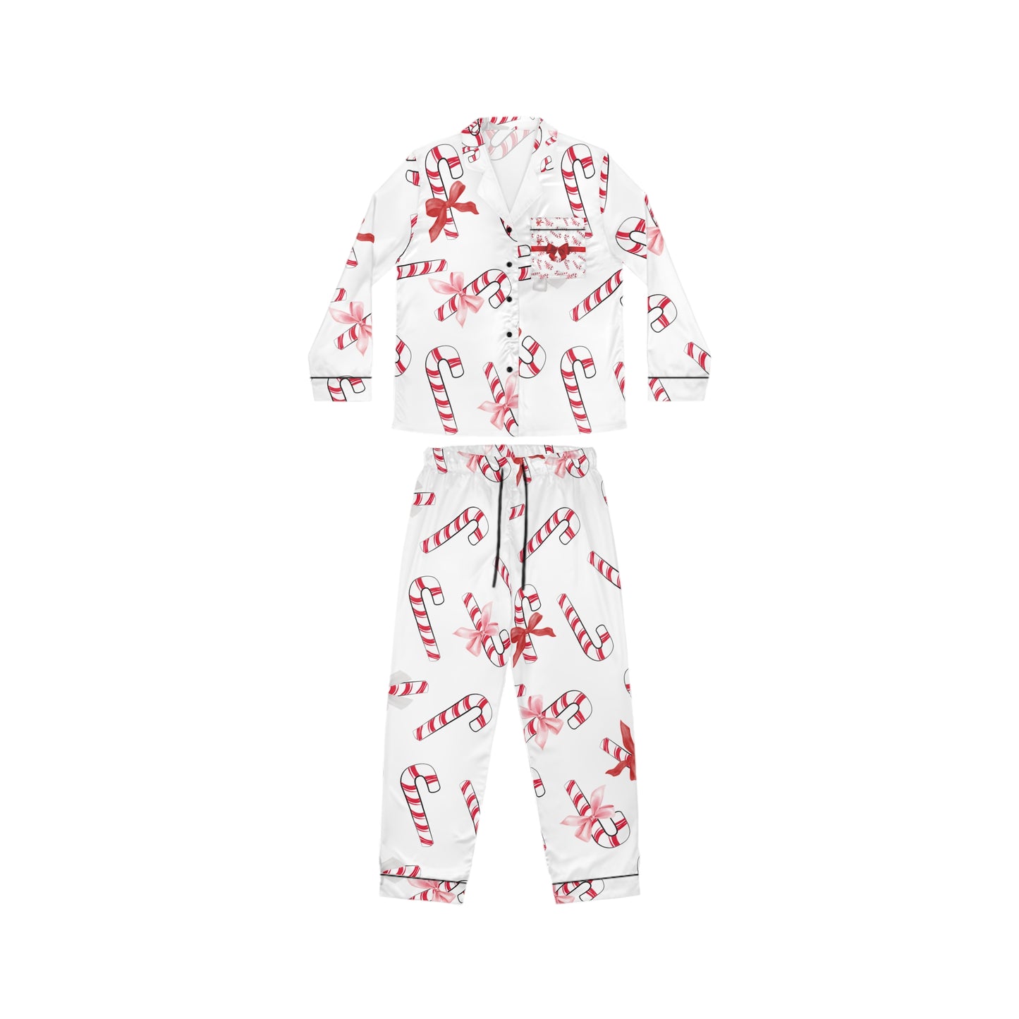 Women's Satin Pajamas - Candy Cane Pajamas - Christmas Pajamas