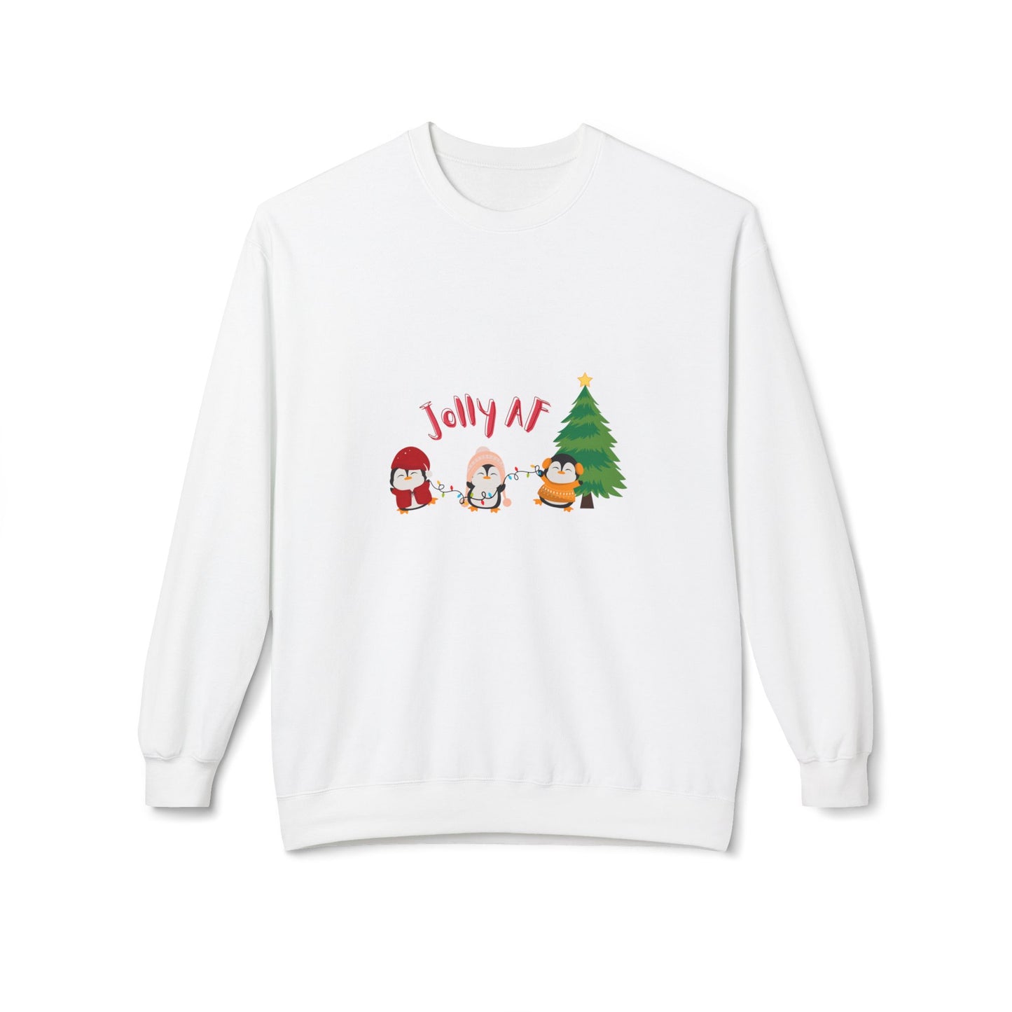 Jolly AF - Christmas Sweater - Fleece Crewneck Sweatshirt - Her Collective