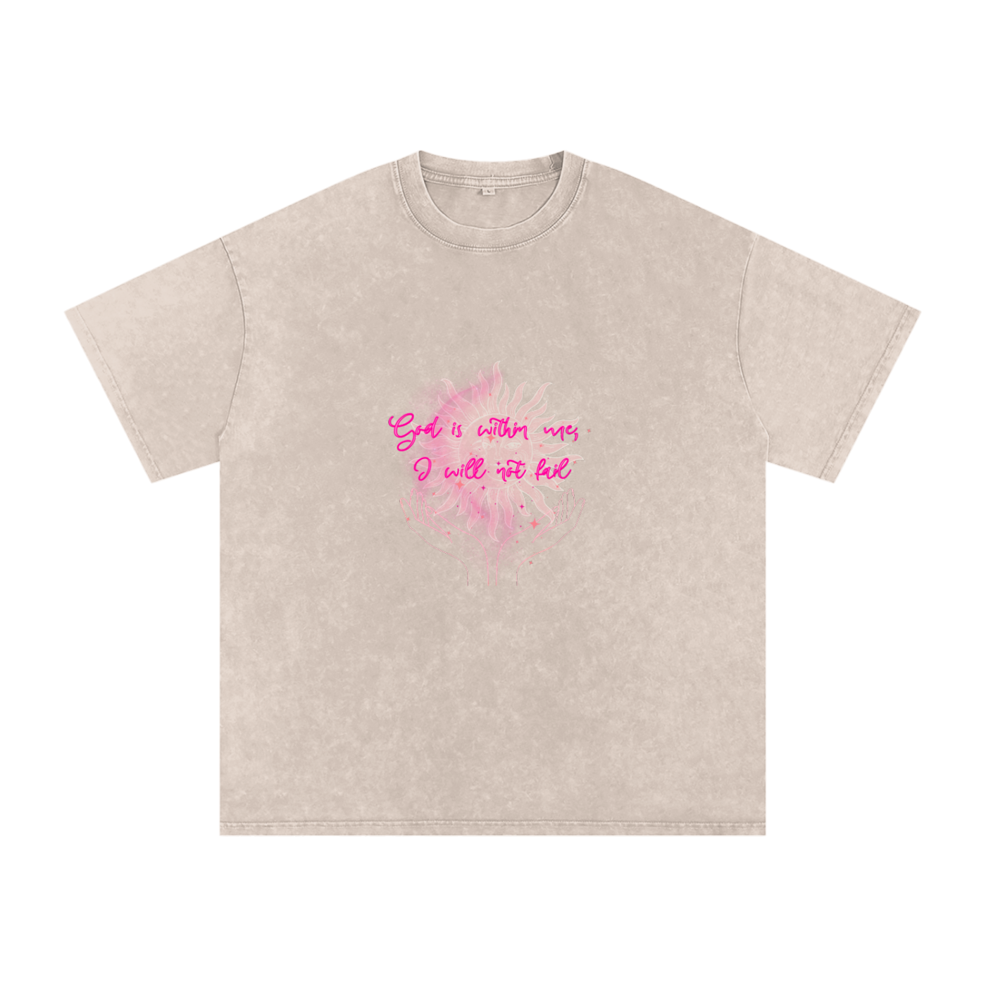 Womens Apparel,Snow Washed Oversized,Pure Cotton,Psalms 46:5,Faith Based Apparel,Loose Fit,Moderate Thickness,Daily Casual 