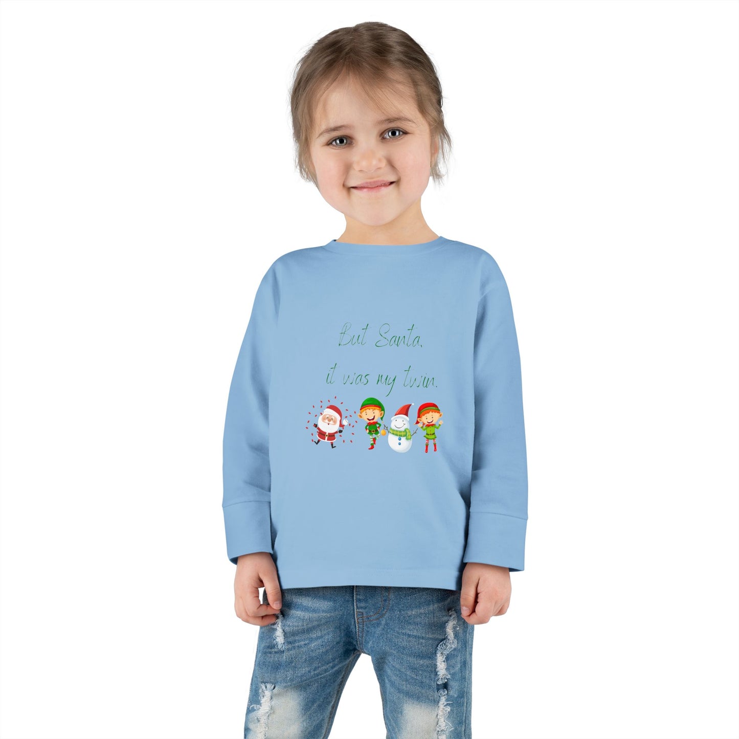 Toddler Long Sleeve Christmas Tee - But Santa It Was My Twin - Kid Collective - Holiday Collective - Christmas Collective