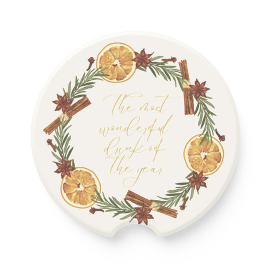 Christmas Soapstone Car Coaster - The Most Wonderful Drink Of The Year - Holiday Collective