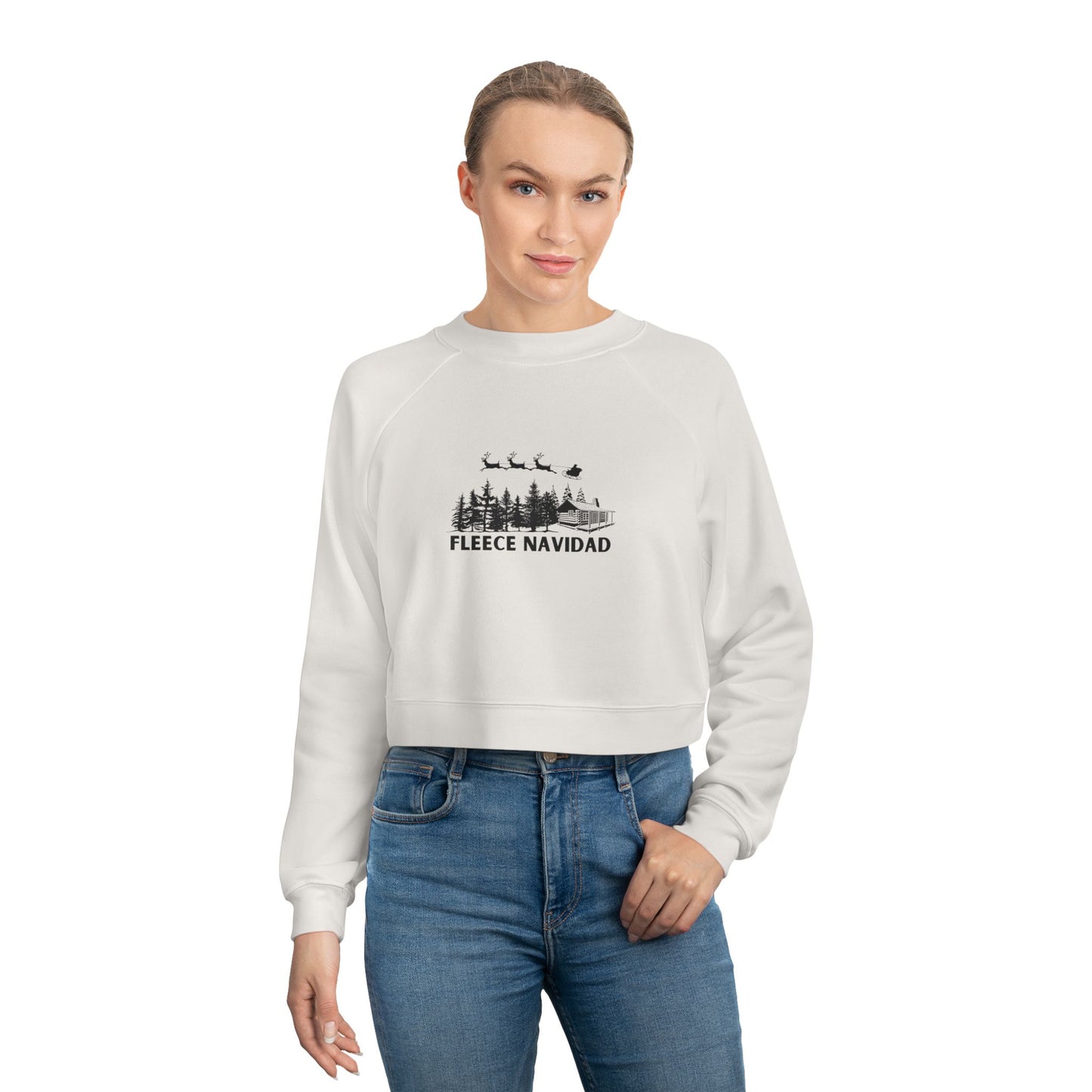 Women's Cropped Fleece Pullover - Fleece Navidad - Christmas Sweatshirt