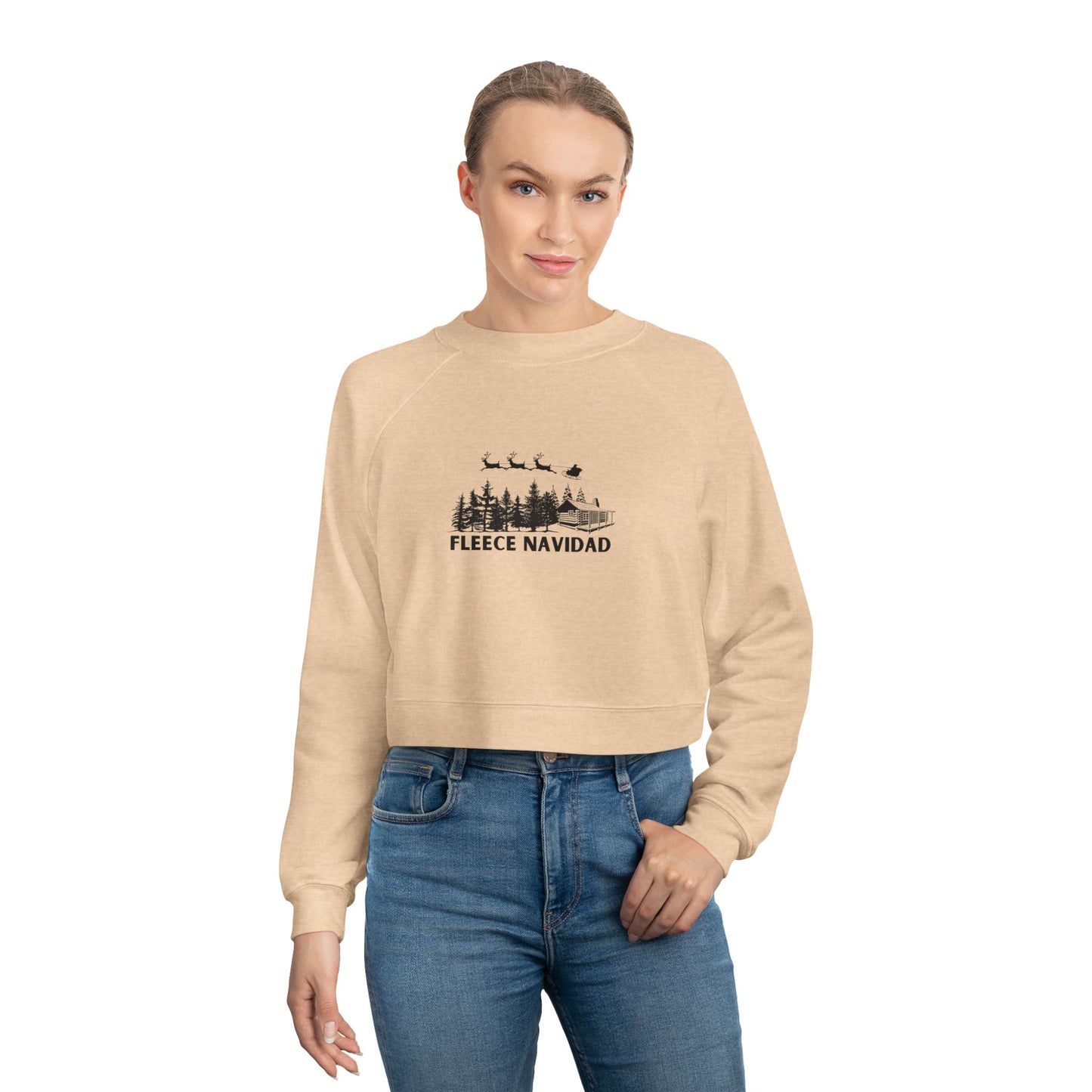 Women's Cropped Fleece Pullover - Fleece Navidad - Christmas Sweatshirt