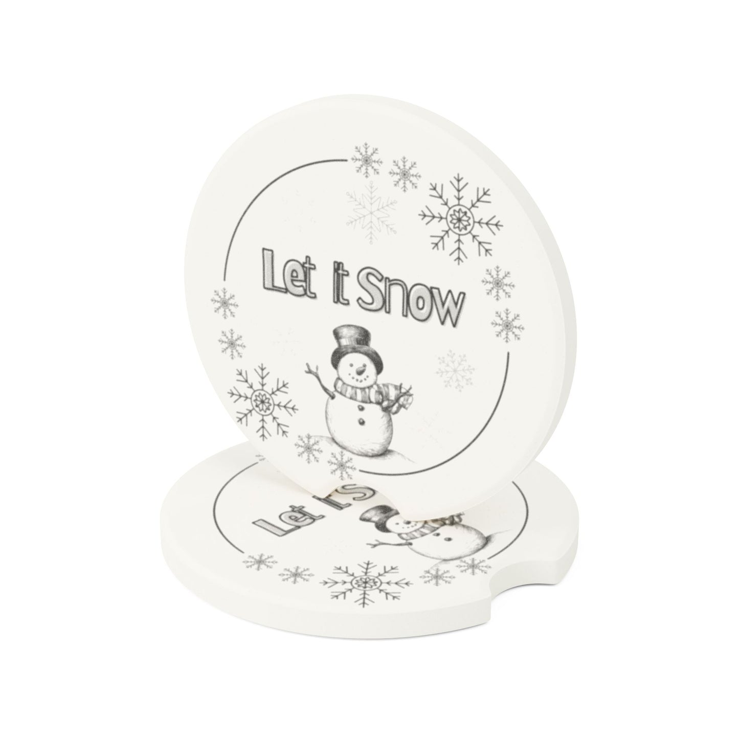 Let It Snow Ceramic Christmas Car Coaster - Holiday Collective