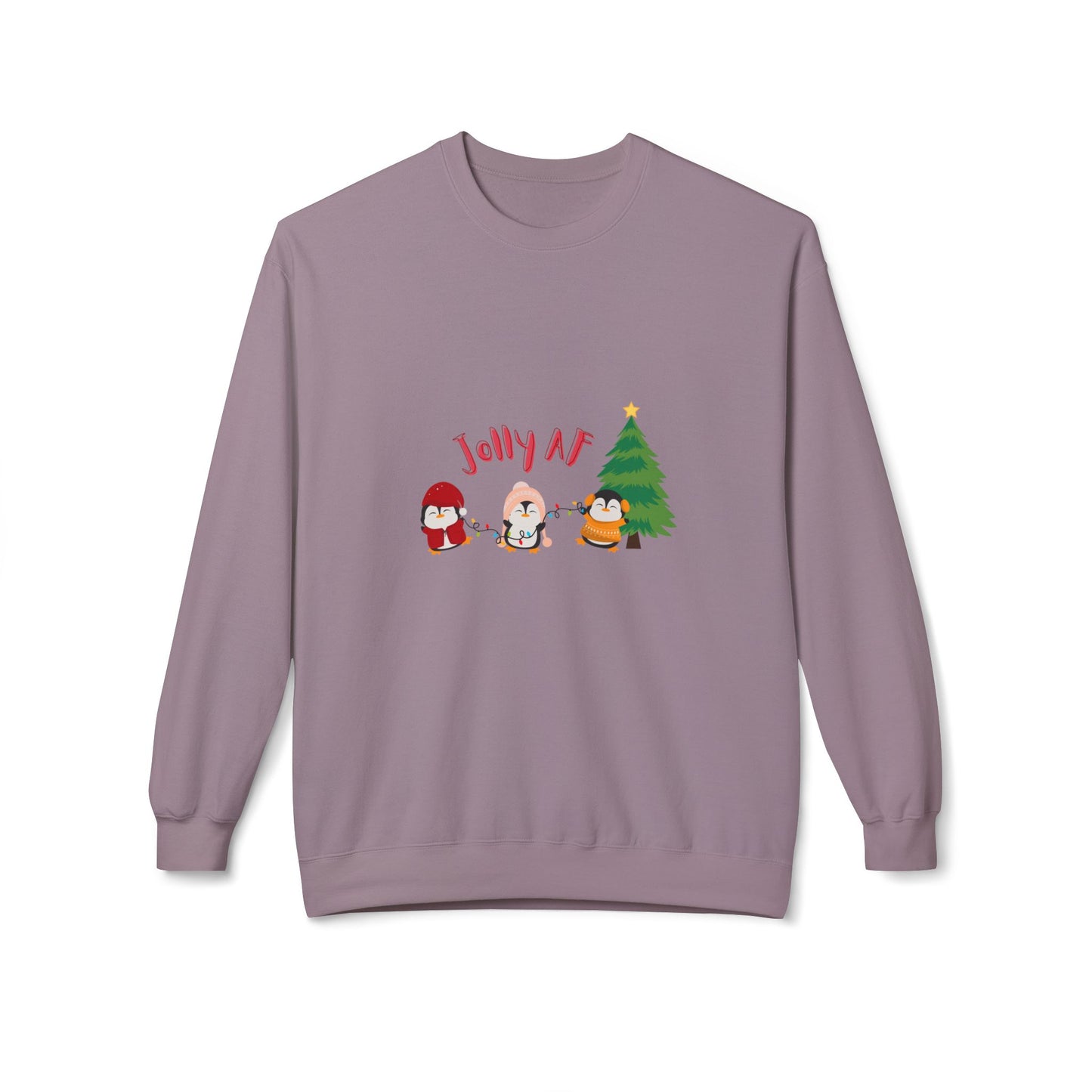 Jolly AF - Christmas Sweater - Fleece Crewneck Sweatshirt - Her Collective