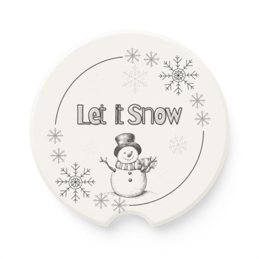 Let It Snow Ceramic Christmas Car Coaster - Holiday Collective