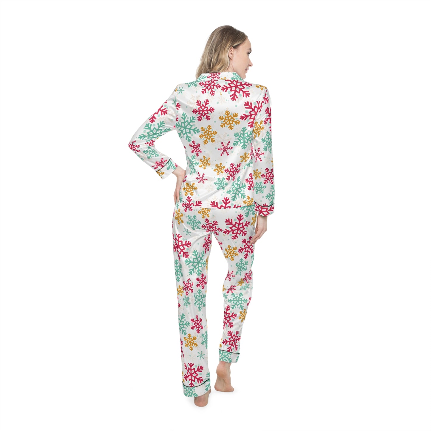 Women's Satin Pajamas - Snowflake Pajamas - Christmas Pajamas