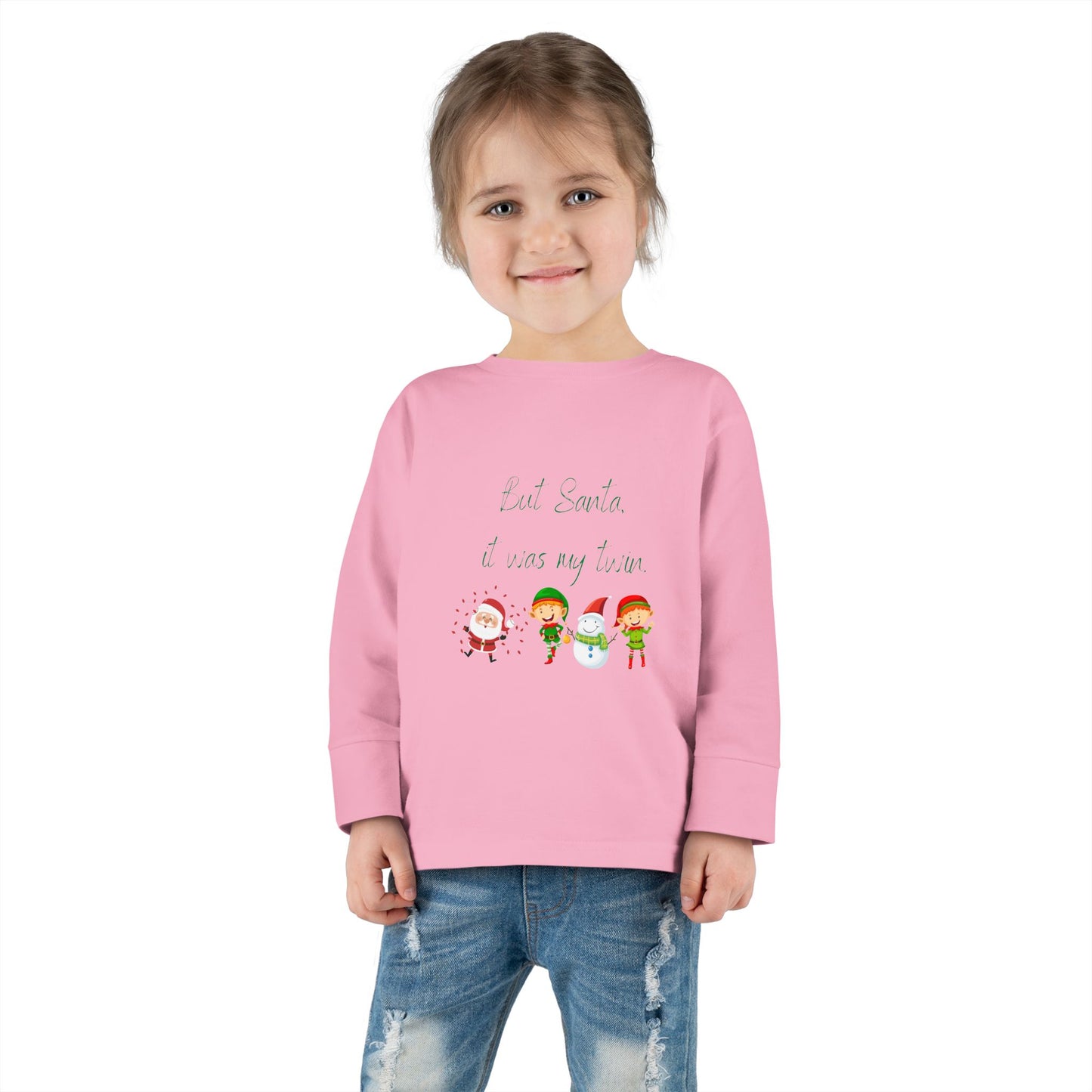 Toddler Long Sleeve Christmas Tee - But Santa It Was My Twin - Kid Collective - Holiday Collective - Christmas Collective