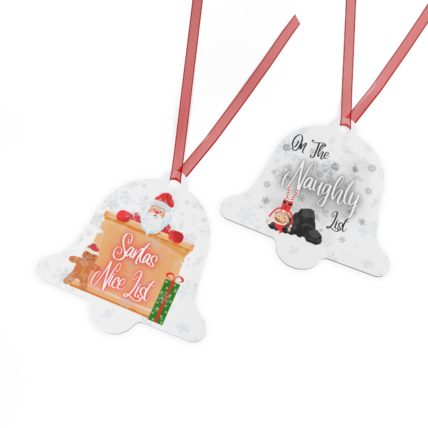 Naughty & Nice - Naughty Or Nice - Christmas Ornaments - Double Sided - Metal Ornaments