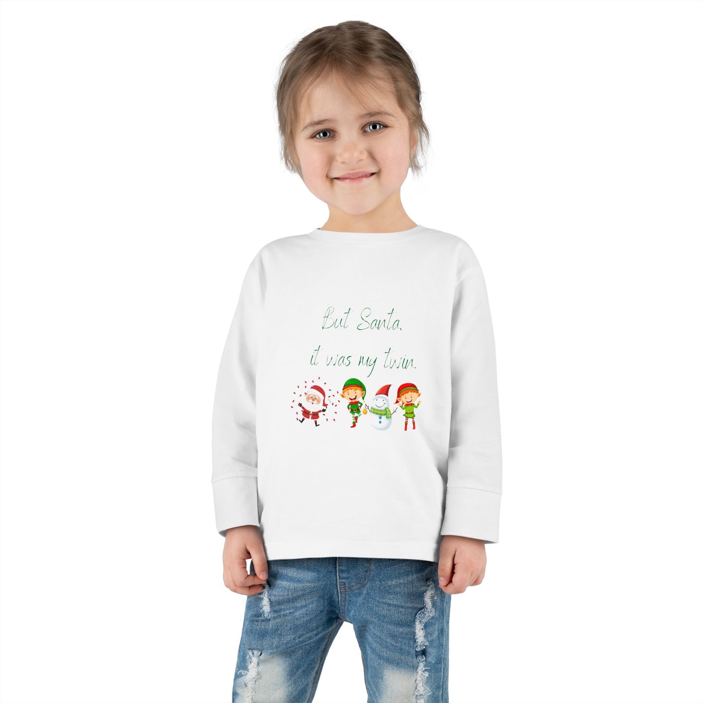 Toddler Long Sleeve Christmas Tee - But Santa It Was My Twin - Kid Collective - Holiday Collective - Christmas Collective