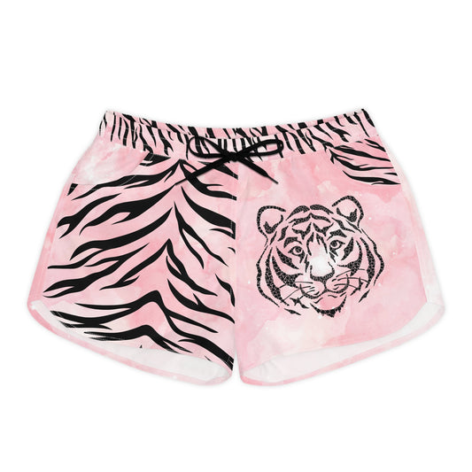 Women's Fitness Shorts - Tiger with Pink Stripes - Comfortable Fit