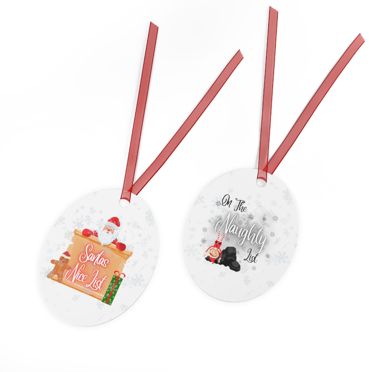 Naughty & Nice - Naughty Or Nice - Christmas Ornaments - Double Sided - Metal Ornaments