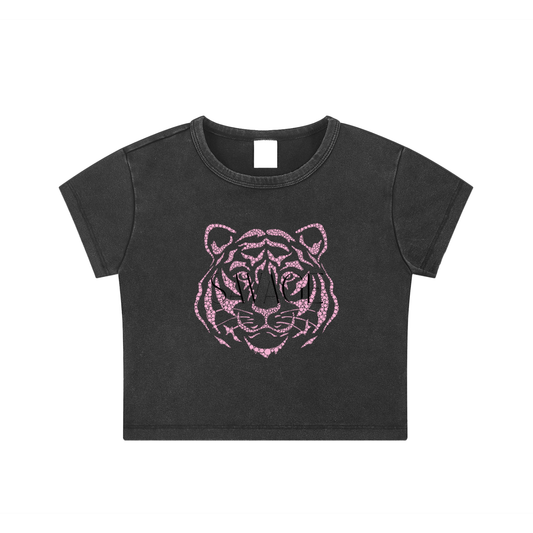 Womens' Fashion Apparel,Daily Casual,Graphic Crop Top,Blended Cotton,Thin Fit,Snow Washed,Fashion,Bodycon,Basics,Summer