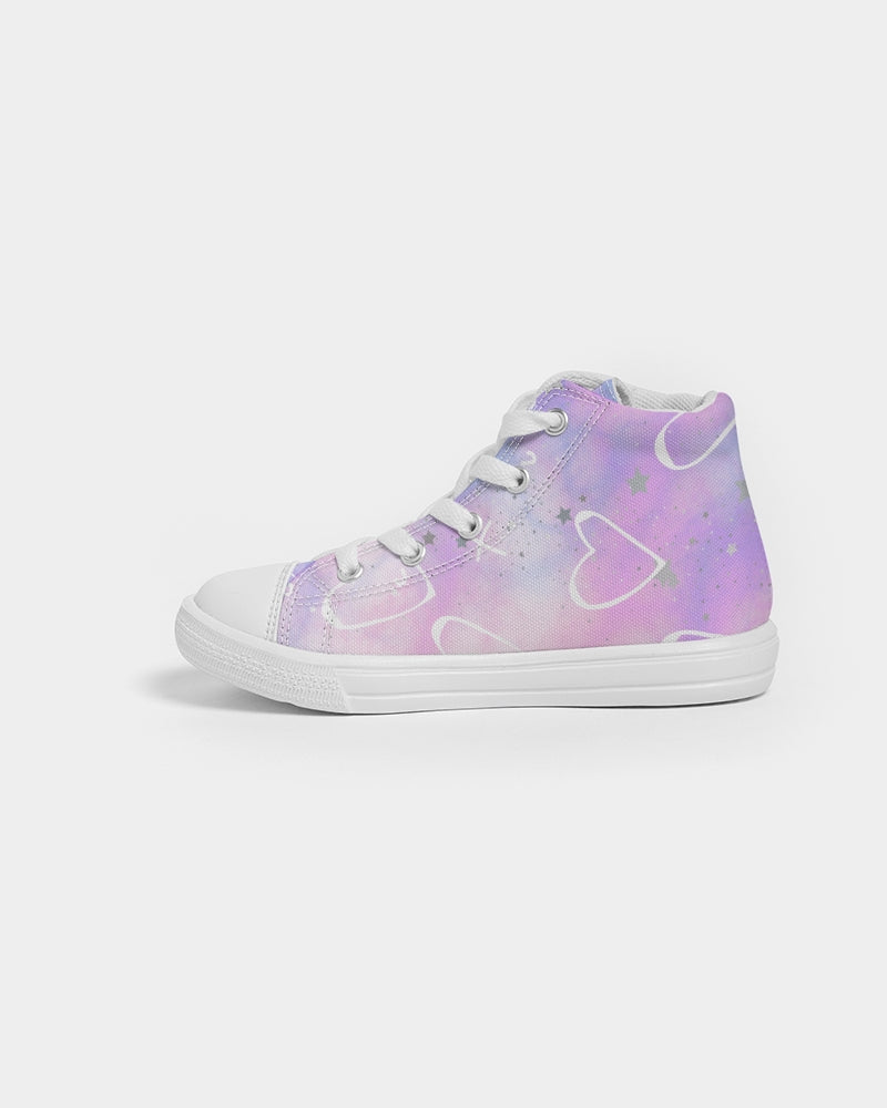 Pink Hearts - Heart Print -  Kids Hightop Shoes - Kid Collective