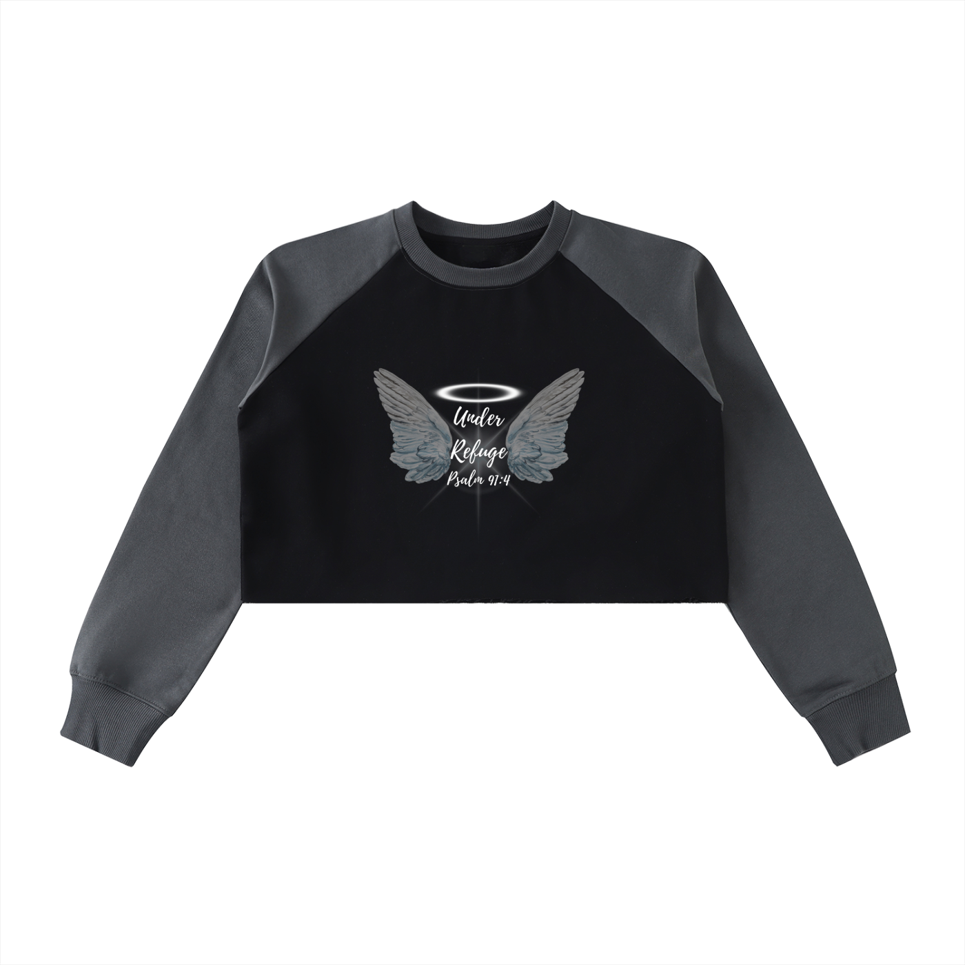 Women's Apparel,Raw-Hem,Cropped Sweatshirt,Daily Casual,Multi-Season,Blended Cotton,Faith Based Apparel,Body-Con,Block Raglan Crop,Basics