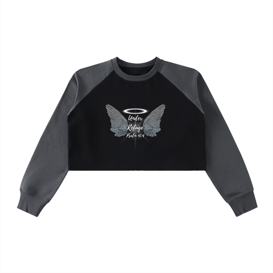Women's Apparel,Raw-Hem,Cropped Sweatshirt,Daily Casual,Multi-Season,Blended Cotton,Faith Based Apparel,Body-Con,Block Raglan Crop,Basics