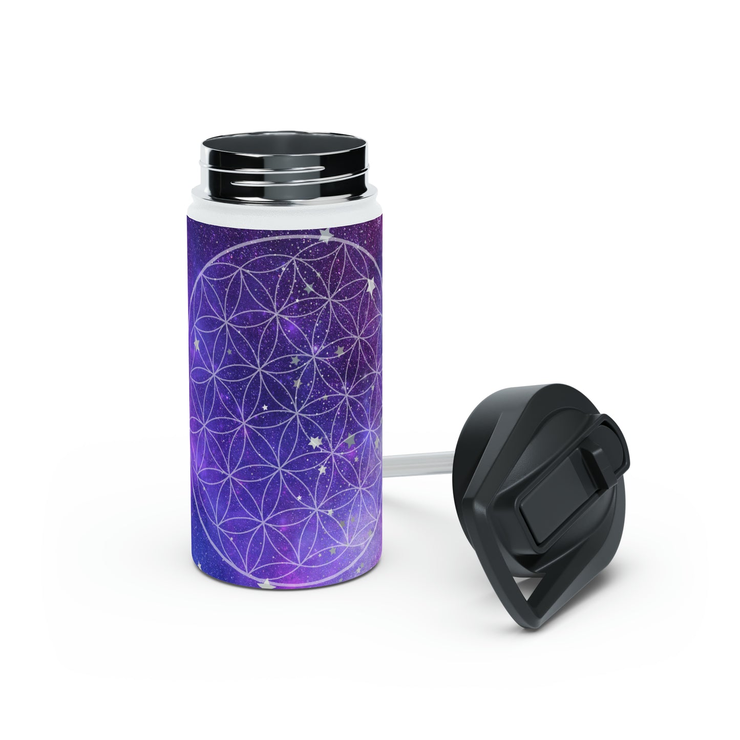 Flower of Life Galaxy Skrews - Stainless Steel Water Bottle, Standard Lid -