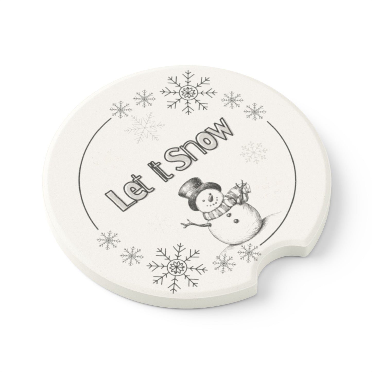 Let It Snow Ceramic Christmas Car Coaster - Holiday Collective