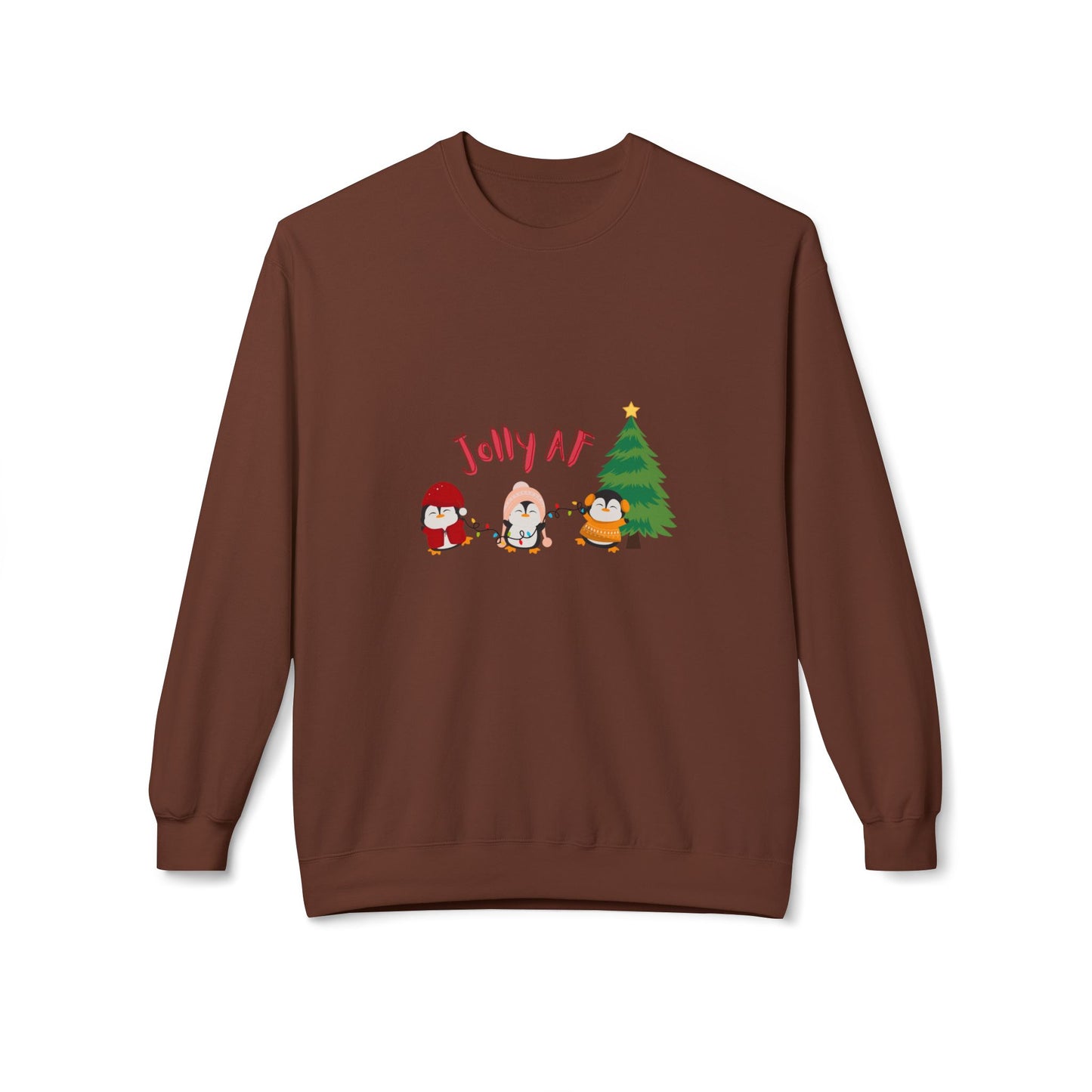 Jolly AF - Christmas Sweater - Fleece Crewneck Sweatshirt - Her Collective