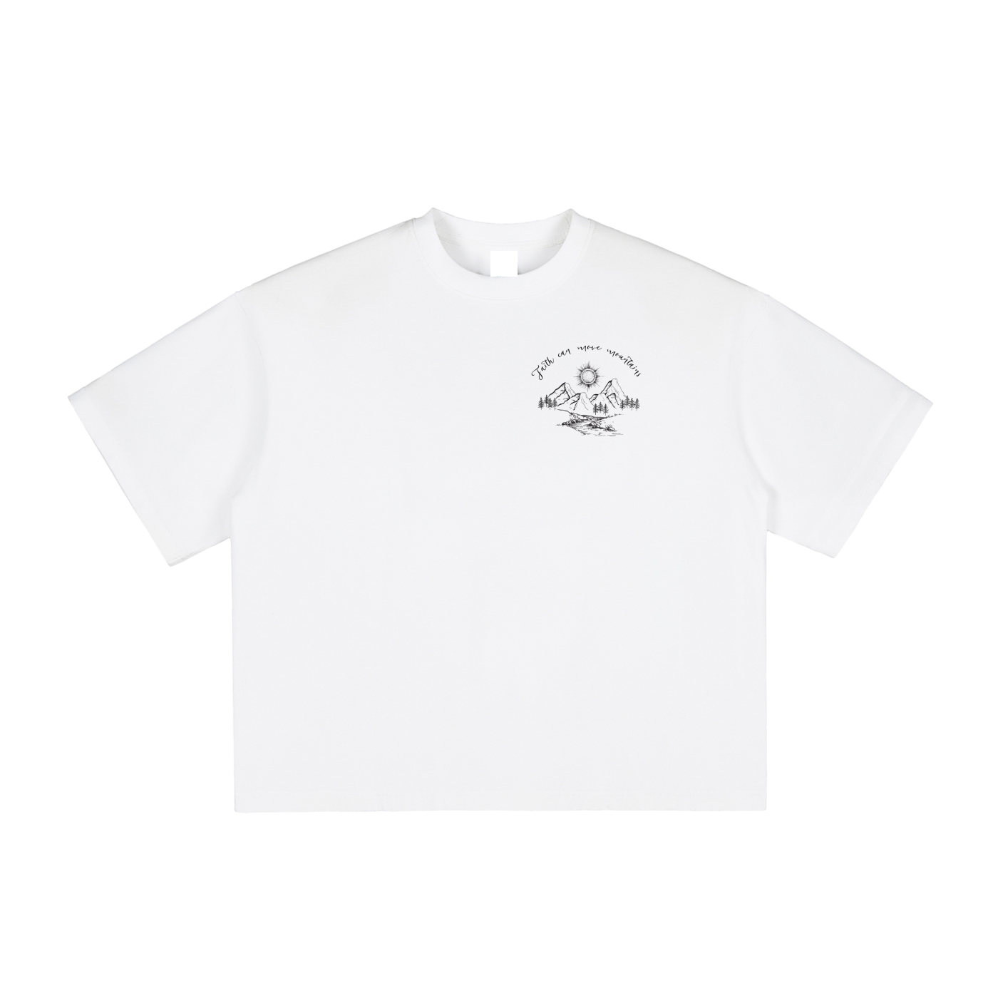 Unisex,Faith Based Apparel,Faith Can Move Mountains,Vintage Washed,Pure Cotton,Boxy T-Shirt,Daily Casual ,Basics,Moderate Thickness,Loose Fit