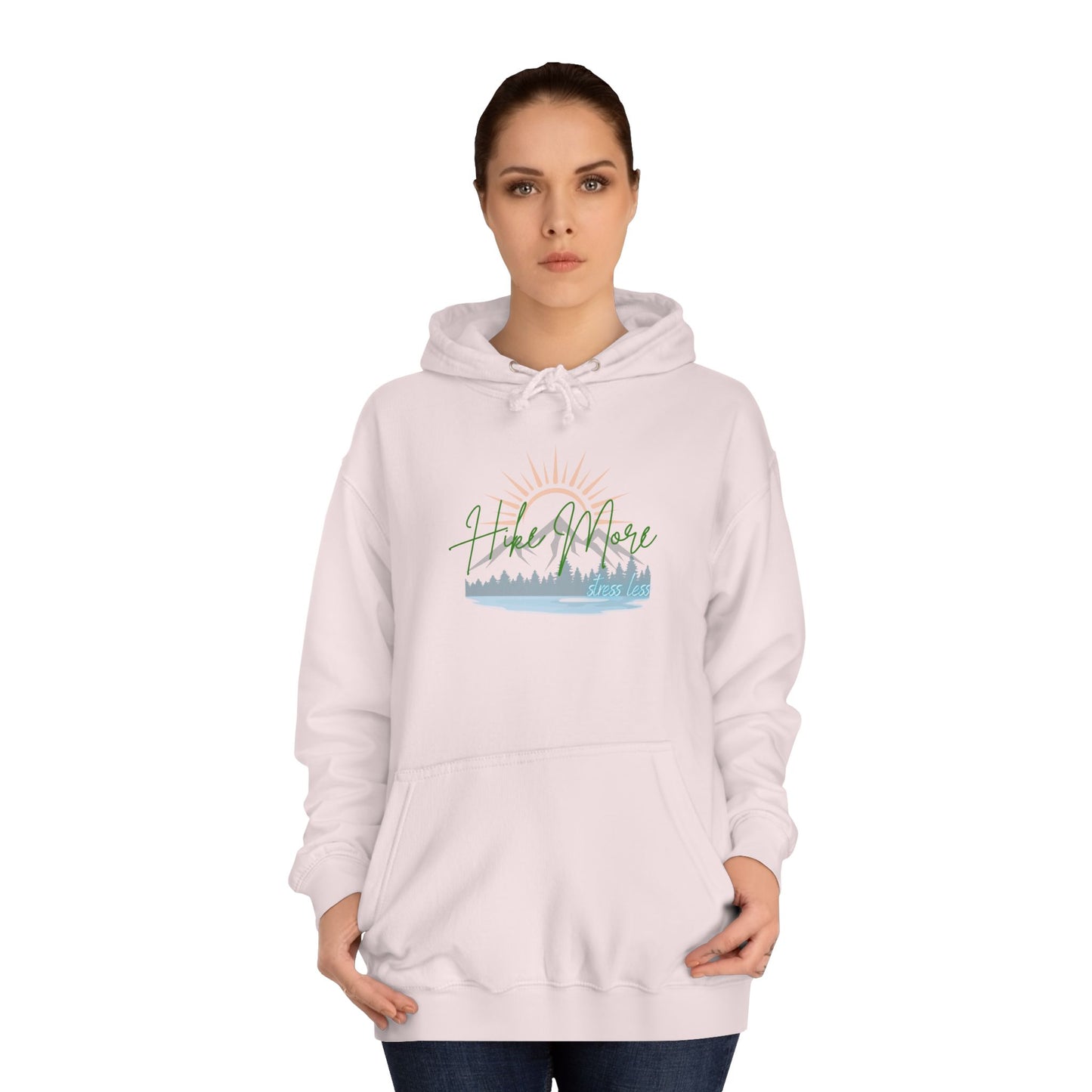 Hike More Stress Less - Slogan Sweatshirt - Women's Hoodie Pullover Sweatshirt - Her Collective