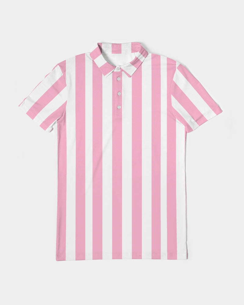 Pink Stripes -  Men's Slim Fit Short Sleeve Polo - Matching Polo - His Collective