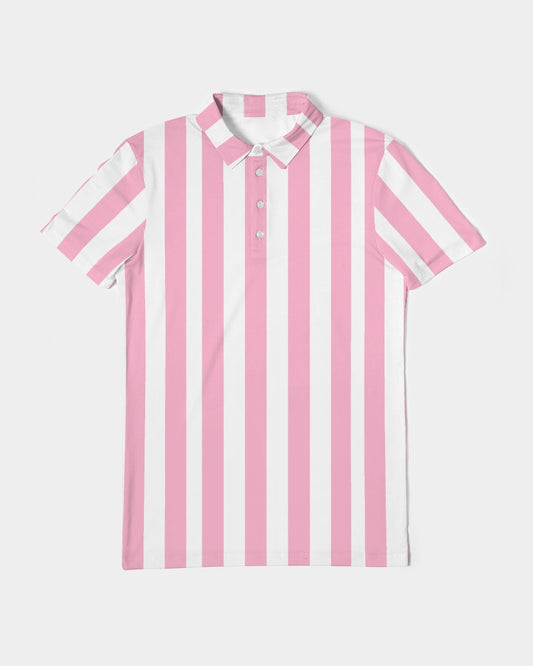 Pink Stripes -  Men's Slim Fit Short Sleeve Polo - Matching Polo - His Collective