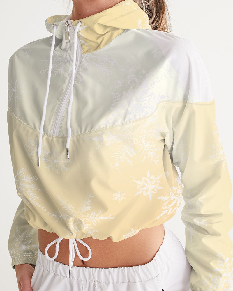 Women's Snowflake Print Cropped Windbreaker Track Set